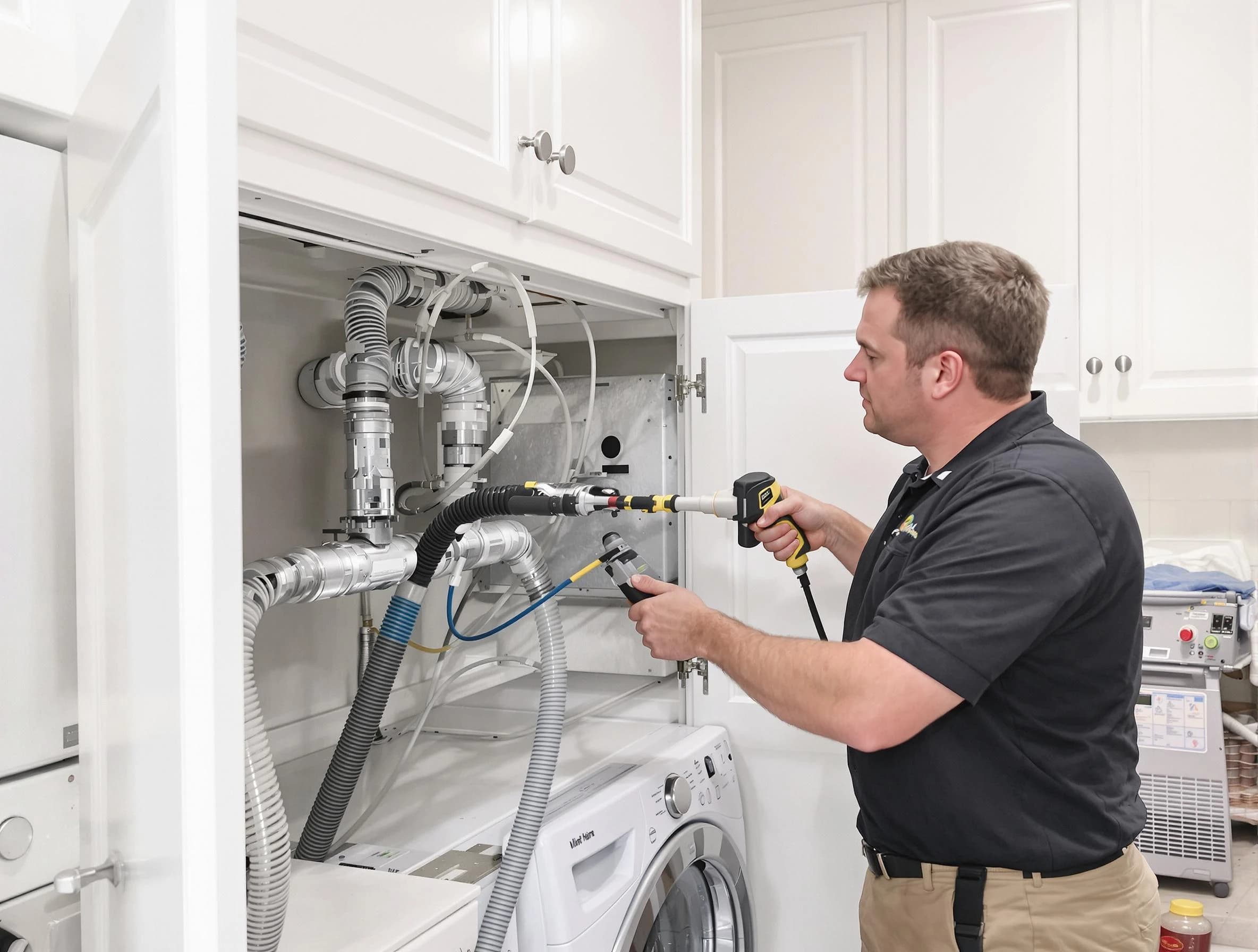 Castle Pines Village Dryer Vent Cleaning professional removing severe blockage from a clogged dryer vent in Castle Pines Village